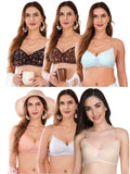 Transparent Strap Printed Padded Bra (Pack Of 6)
