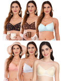 Transparent Strap Printed Padded Bra (Pack Of 6)