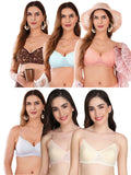 Transparent Strap Printed Padded Bra (Pack Of 6)