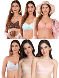 Transparent Strap Printed Padded Bra (Pack Of 6)
