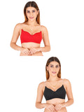 Women Everyday Padded Bra With Transparent With Bra Color Strap (Pack 2)