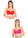 Women Everyday Padded Bra With Transparent With Bra Color Strap (Pack 2)