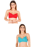 Women Everyday Padded Bra With Transparent With Bra Color Strap (Pack 2)