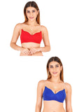 Women Everyday Padded Bra With Transparent With Bra Color Strap (Pack 2)
