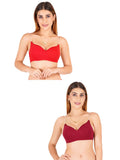Women Everyday Padded Bra With Transparent With Bra Color Strap (Pack 2)
