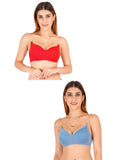 Women Everyday Padded Bra With Transparent With Bra Color Strap (Pack 2)