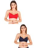 Women Everyday Padded Bra With Transparent With Bra Color Strap (Pack 2)