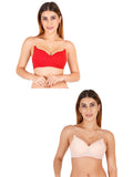 Women Everyday Padded Bra With Transparent With Bra Color Strap (Pack 2)