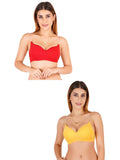 Women Everyday Padded Bra With Transparent With Bra Color Strap (Pack 2)