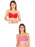 Women Everyday Padded Bra With Transparent With Bra Color Strap (Pack 2)