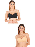 Women Everyday Padded Bra With Transparent With Bra Color Strap (Pack 2)