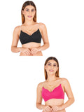Women Everyday Padded Bra With Transparent With Bra Color Strap (Pack 2)