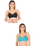 Women Everyday Padded Bra With Transparent With Bra Color Strap (Pack 2)