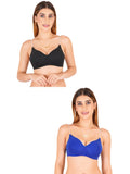 Women Everyday Padded Bra With Transparent With Bra Color Strap (Pack 2)