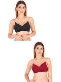 Women Everyday Padded Bra With Transparent With Bra Color Strap (Pack 2)