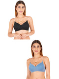 Women Everyday Padded Bra With Transparent With Bra Color Strap (Pack 2)