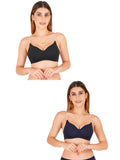 Women Everyday Padded Bra With Transparent With Bra Color Strap (Pack 2)