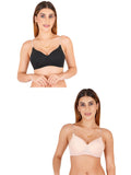 Women Everyday Padded Bra With Transparent With Bra Color Strap (Pack 2)