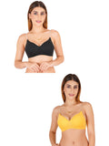 Women Everyday Padded Bra With Transparent With Bra Color Strap (Pack 2)
