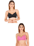 Women Everyday Padded Bra With Transparent With Bra Color Strap (Pack 2)