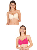 Women Everyday Padded Bra With Transparent With Bra Color Strap (Pack 2)