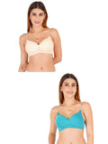 Women Everyday Padded Bra With Transparent With Bra Color Strap (Pack 2)