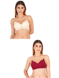 Women Everyday Padded Bra With Transparent With Bra Color Strap (Pack 2)