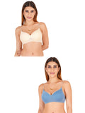 Women Everyday Padded Bra With Transparent With Bra Color Strap (Pack 2)