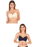 Women Everyday Padded Bra With Transparent With Bra Color Strap (Pack 2)