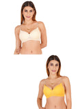 Women Everyday Padded Bra With Transparent With Bra Color Strap (Pack 2)