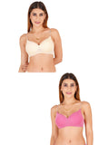 Women Everyday Padded Bra With Transparent With Bra Color Strap (Pack 2)