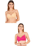 Women Everyday Padded Bra With Transparent With Bra Color Strap (Pack 2)