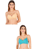 Women Everyday Padded Bra With Transparent With Bra Color Strap (Pack 2)