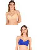 Women Everyday Padded Bra With Transparent With Bra Color Strap (Pack 2)