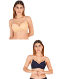 Women Everyday Padded Bra With Transparent With Bra Color Strap (Pack 2)