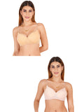 Women Everyday Padded Bra With Transparent With Bra Color Strap (Pack 2)