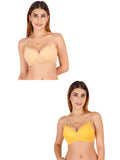 Women Everyday Padded Bra With Transparent With Bra Color Strap (Pack 2)