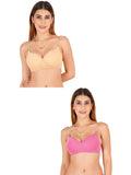 Women Everyday Padded Bra With Transparent With Bra Color Strap (Pack 2)