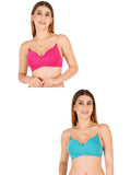 Women Everyday Padded Bra With Transparent With Bra Color Strap (Pack 2)