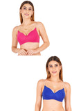 Women Everyday Padded Bra With Transparent With Bra Color Strap (Pack 2)