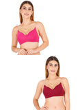 Women Everyday Padded Bra With Transparent With Bra Color Strap (Pack 2)