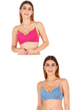 Women Everyday Padded Bra With Transparent With Bra Color Strap (Pack 2)
