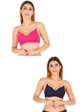 Women Everyday Padded Bra With Transparent With Bra Color Strap (Pack 2)