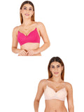 Women Everyday Padded Bra With Transparent With Bra Color Strap (Pack 2)
