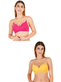 Women Everyday Padded Bra With Transparent With Bra Color Strap (Pack 2)