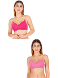 Women Everyday Padded Bra With Transparent With Bra Color Strap (Pack 2)