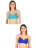 Women Everyday Padded Bra With Transparent With Bra Color Strap (Pack 2)