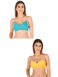 Women Everyday Padded Bra With Transparent With Bra Color Strap (Pack 2)