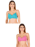 Women Everyday Padded Bra With Transparent With Bra Color Strap (Pack 2)