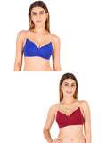 Women Everyday Padded Bra With Transparent With Bra Color Strap (Pack 2)
